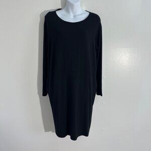 Eileen Fisher Black‎ Viscose Jersey Knit Dress With Pockets Size S
